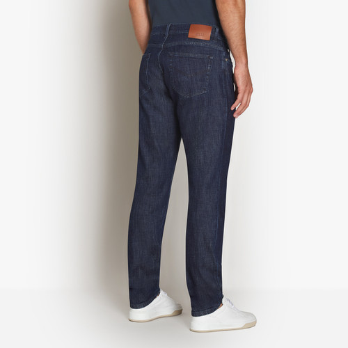 Blue navy jeans, regular fit, "Maison ZILLI EST1965" embroidery