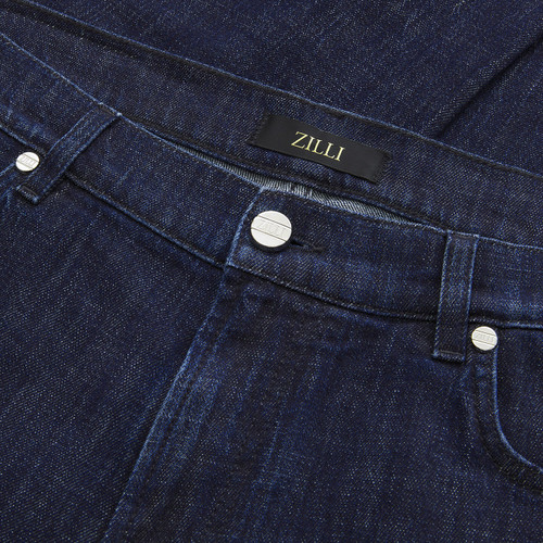 Blue navy jeans, regular fit, "Maison ZILLI EST1965" embroidery