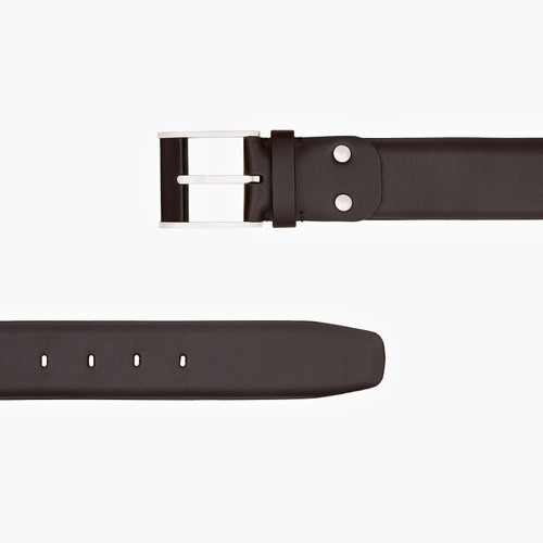 Brown belt in box calfskin, 40 mm, "126" buckle