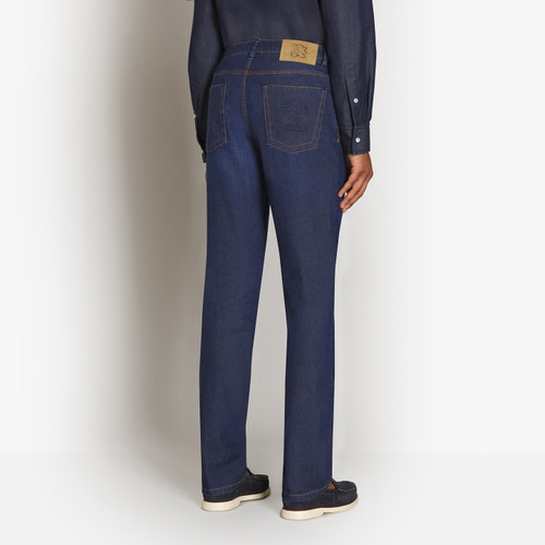 Blue tobacco jeans, hybrid fit, "Cloud Big Lion" embroidery