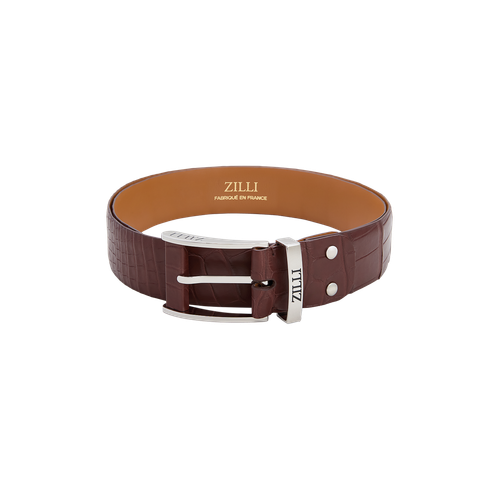 Chestnut alligator belt, 40 mm, "Drop" buckle