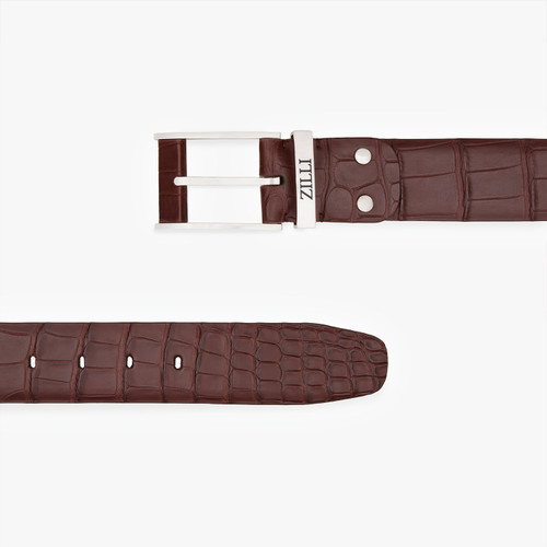Chestnut alligator belt, 40 mm, "Drop" buckle