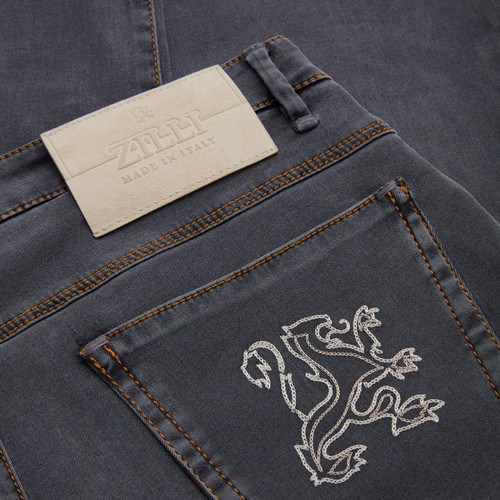 Light grey jeans, slim fit, "Big Lion" embroidery Light grey jeans, slim fit, "Big Lion" embroidery
