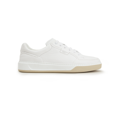 White sneakers with stitching, beige and white sole White sneakers with stitching, beige and white sole
