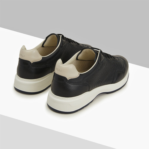 Black perforated sneakers, dark navy and white sole