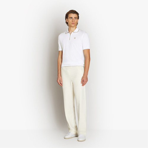 White zipped polo, "ZILLI Club Lion" embroidery