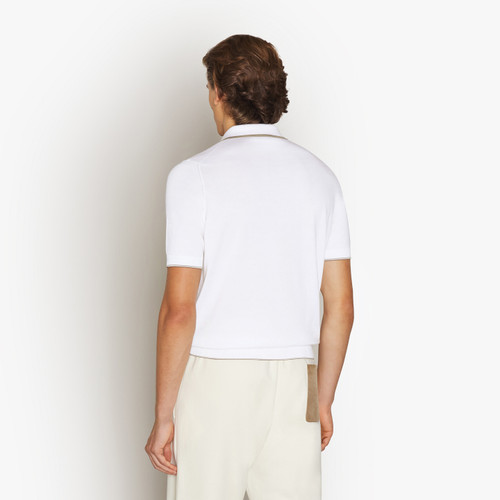 White zipped polo, "ZILLI Club Lion" embroidery