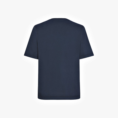 Blue navy t-shirt, round neck, front pocket, "Maison ZILLI EST 1965" embroidery Blue navy t-shirt, round neck, front pocket, "Maison ZILLI EST 1965" embroidery
