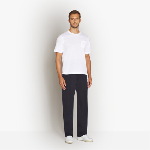 White t-shirt, round neck, front pocket, "Maison ZILLI EST 1965" embroidery White t-shirt, round neck, front pocket, "Maison ZILLI EST 1965" embroidery