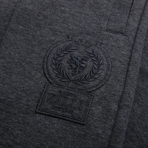Charcoal jogging pants, elastic waistband, "ZILLI Crest" embroidery