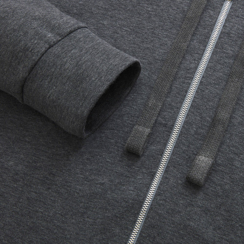 Charcoal zipped hoody, "ZILLI Crest" embroidery