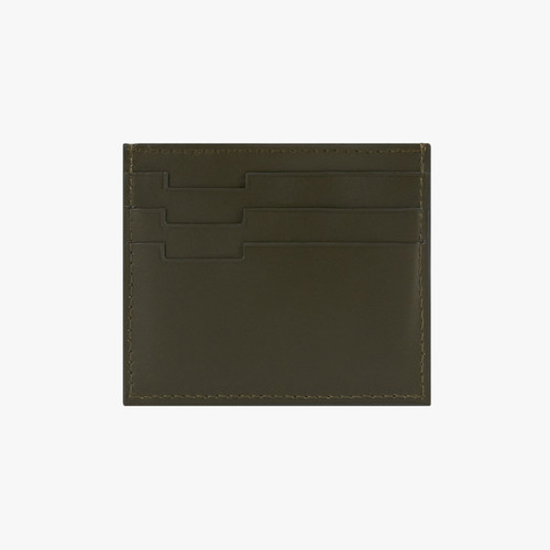 Olive green calfskin CC7 credit card holder