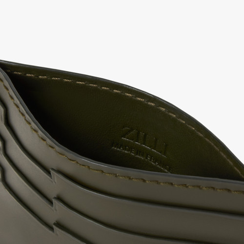 Olive green calfskin CC7 credit card holder