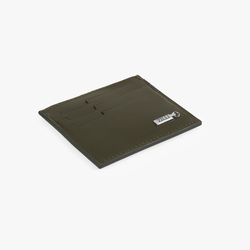 Olive green calfskin CC7 credit card holder