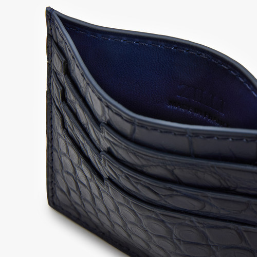 Dark blue crocodile CC7 credit card holder