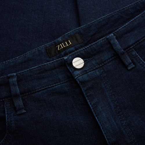 Blue jeans, slim fit, "Italian Denim", navy calfskin patch