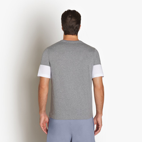 Grey and white t-shirt, round neck, "ZILLI" monogram in calfskin