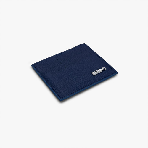 Navy blue deerskin CC7 credit card holder