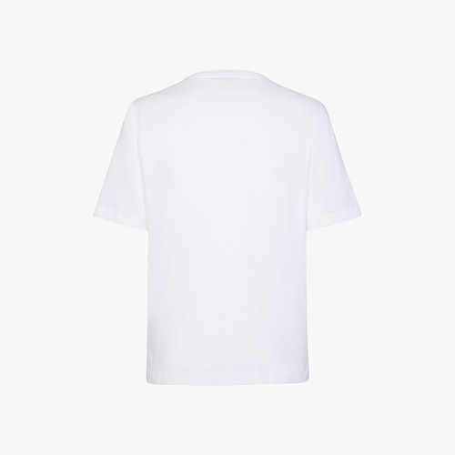 White t-shirt, round neck, "Maison ZILLI EST 1965" printed pattern