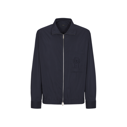 Navy blue zipped overshirt, "ZILLI Crest" embroidery