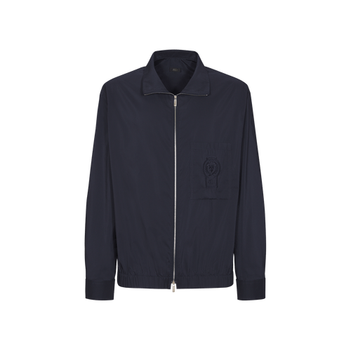 Navy blue zipped overshirt, "ZILLI Crest" embroidery