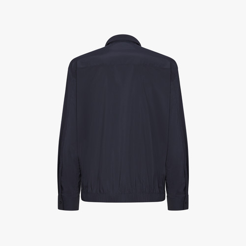 Navy blue zipped overshirt, "ZILLI Crest" embroidery