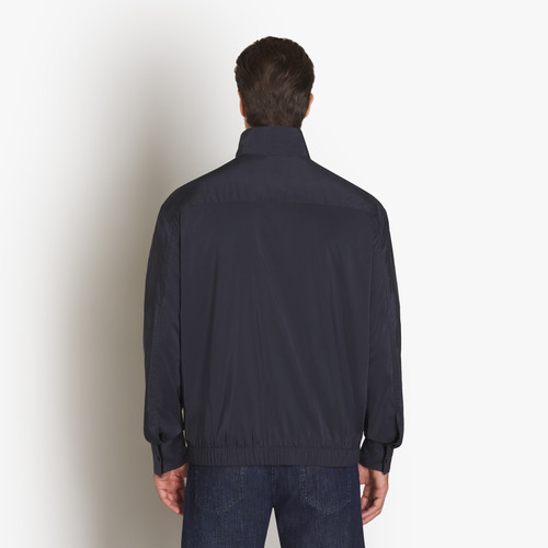 Navy blue zipped overshirt, "ZILLI Crest" embroidery