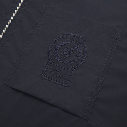 Navy blue zipped overshirt, "ZILLI Crest" embroidery