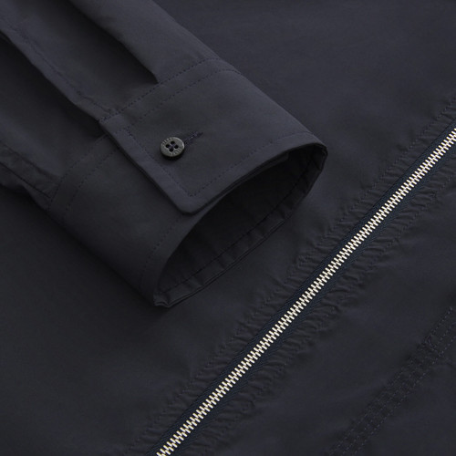 Navy blue zipped overshirt, "ZILLI Crest" embroidery