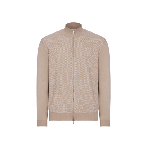 Pale caramel mock neck zipped cardigan sweater