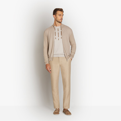 Pale caramel mock neck zipped cardigan sweater