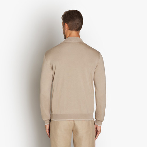 Pale caramel mock neck zipped cardigan sweater