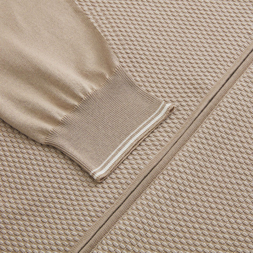 Pale caramel mock neck zipped cardigan sweater