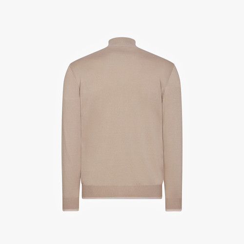 Pale caramel mock neck zipped cardigan sweater