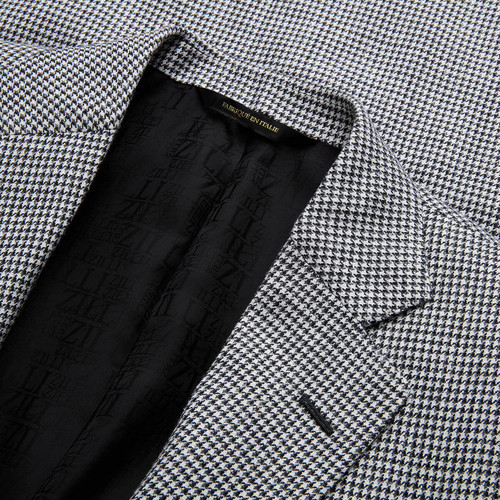 Veste "New London" gris clair, motif "pied-de-poule".