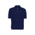 Ink blue checked zipped polo