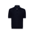 Navy blue zipped polo, "3D Chevron"