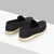 Dark navy hand stitched moccasins, beige sole