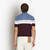 Deep cherry, white and blue zipped polo, "Three lines"
