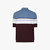 Deep cherry, white and blue zipped polo, "Three lines"