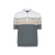Grey, white and pale fawn zipped polo, "Three lines"