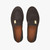 Dark brown moccasins, gold and cream metallic plate
