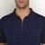 Navy blue zipped polo shirt, “Origami” design Navy blue zipped polo shirt, “Origami” design