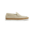 Beige casual moccasins, white woven outsole