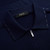 “Ribbon stitching” navy blue zipped polo shirt