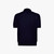 Navy blue zip polo shirt, leather sideband