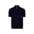 Navy blue zip polo shirt, leather sideband Navy blue zip polo shirt, leather sideband
