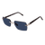 Black and shiny silver, “Horn Riley” sunglasses, blue gradient lenses