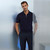 Dark navy “Lion Piquet” zipped polo shirt