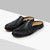 Black “Hand Stitching” moccasin mules